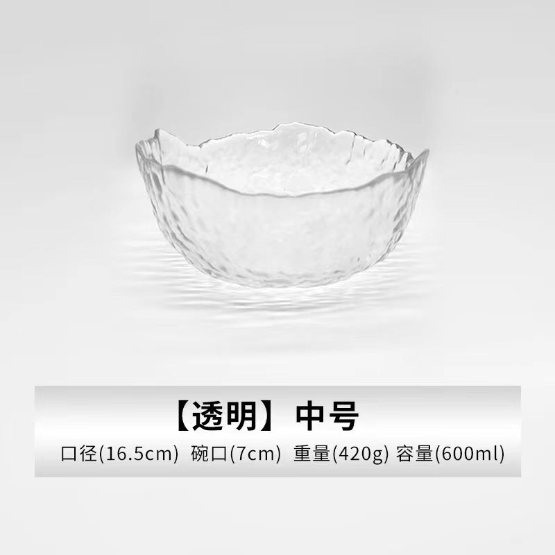 A Creative Japanese Lotus Mist Powder Glass Fruit Salad Bowl Set High Value Dessert Bowl Light Luxury Simple Household Fruit Plate