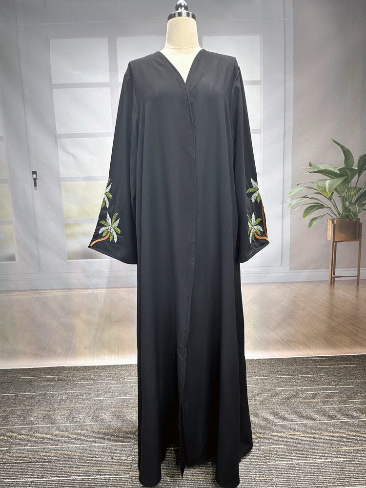 New Middle Eastern Muslim Clothing Fashion Elegant Cardigan Embroidered Dress Robe - Mixbatch