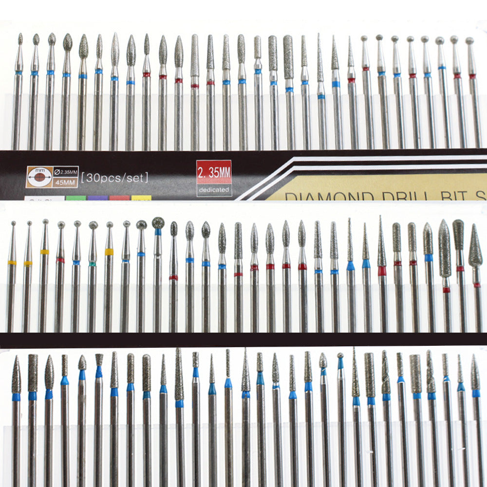 A 2.35mm 30pcs Diamond Nail Grinding Bit Set Accessories