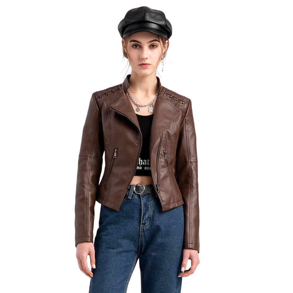 A women's leather jacket