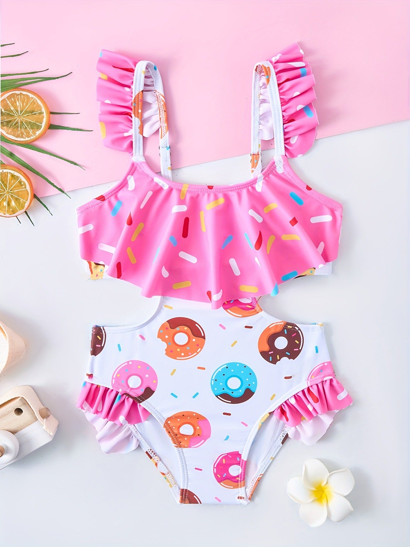 A new girls swimsuit ruffle leaf edge fish scale pattern - Mixbatch