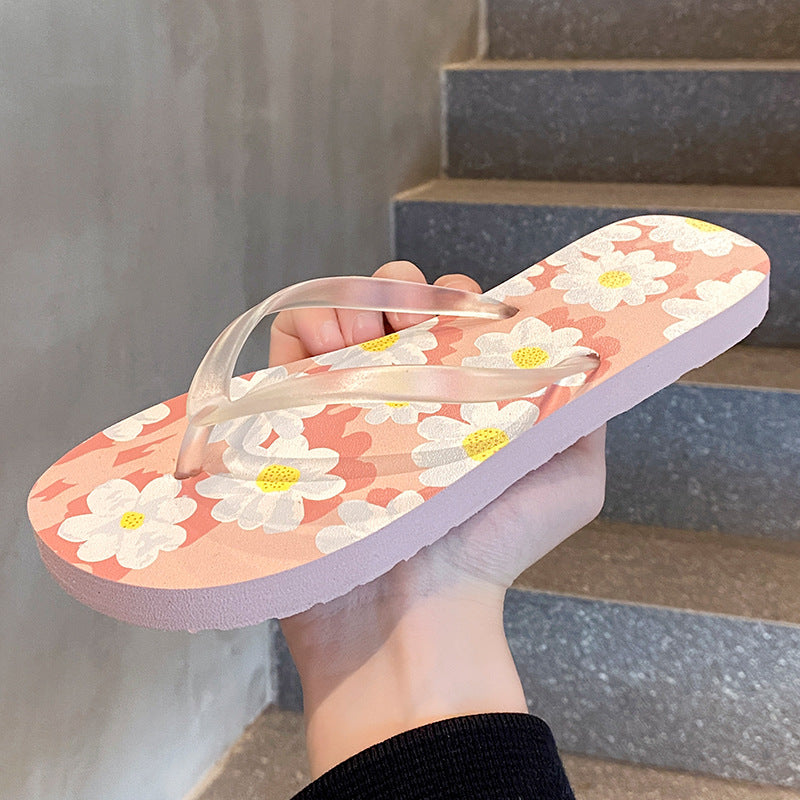 A non-slip ns tide i fashion beach pinch flip-flops women's slippers couple splint sandals summer wear new flower shoes