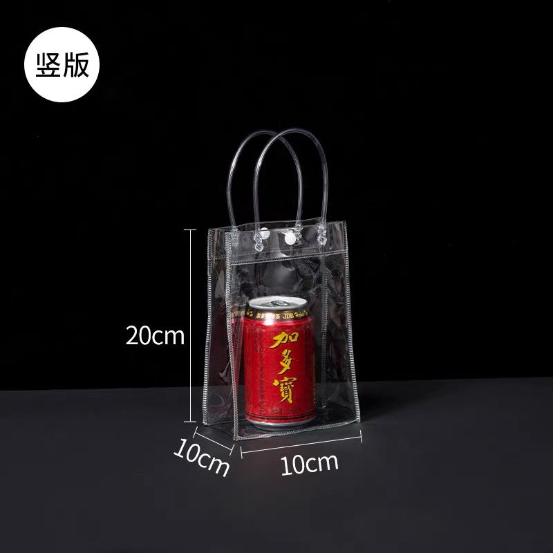 A spot stall pvc plastic tote bag transparent hose thickened red wine packaging bag gift bag
