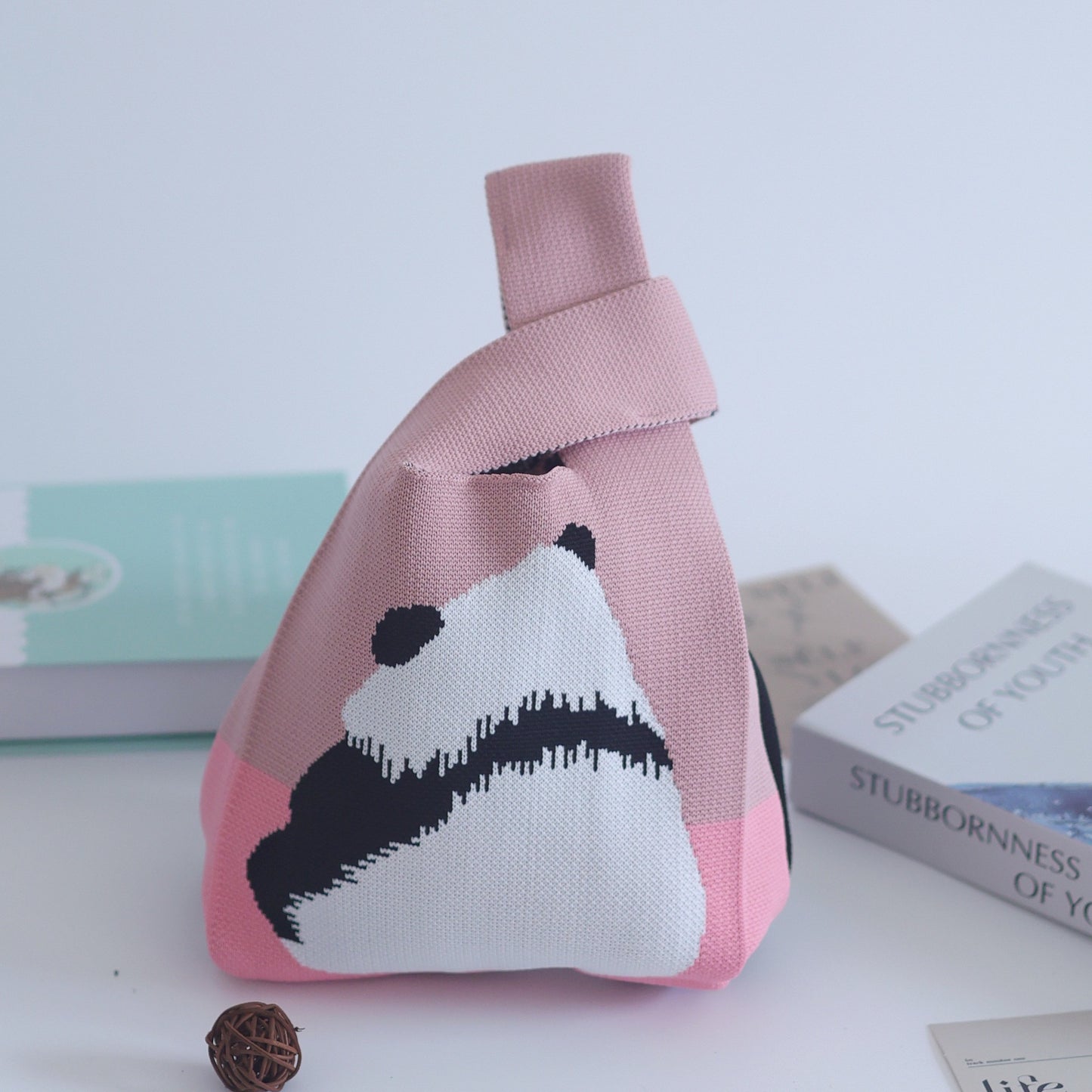 A Internet celebrity handbag women's knitted wool bucket bag Japanese and Korean version versatile hand carry casual tote bag box lunch bag y