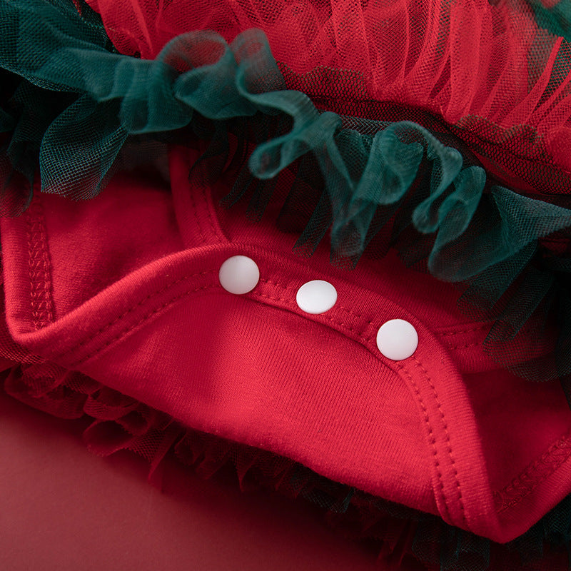 A children's long-sleeved mesh dress