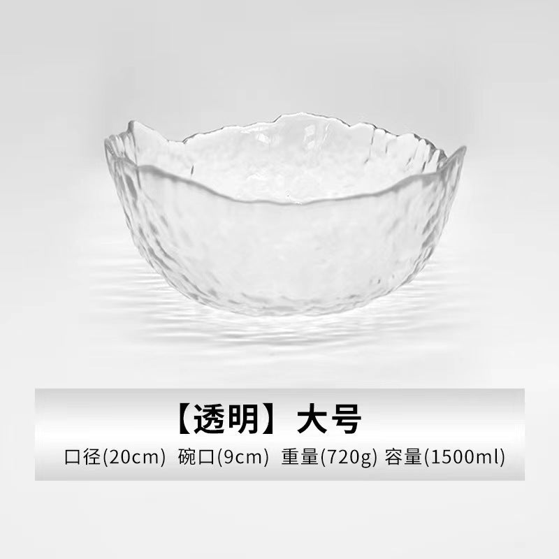 A Creative Japanese Lotus Mist Powder Glass Fruit Salad Bowl Set High Value Dessert Bowl Light Luxury Simple Household Fruit Plate