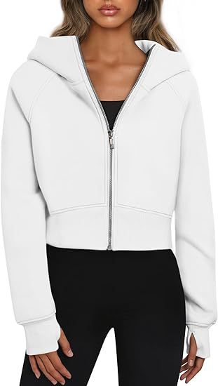 A hooded zip sweater