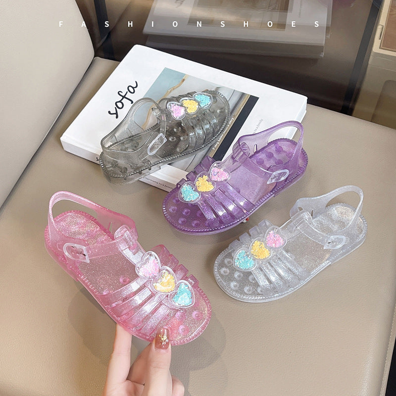 A girl open toe crystal shoes baby foreign style princess shoes - Mixbatch