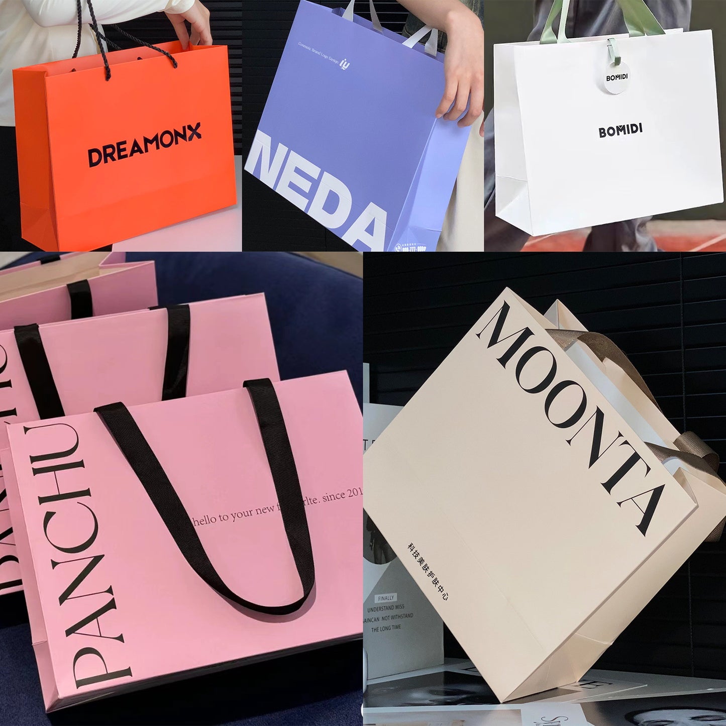 A clothing store tote bag custom paper bag premium sense printing logo high-end ins style high value women's clothing store shopping bag