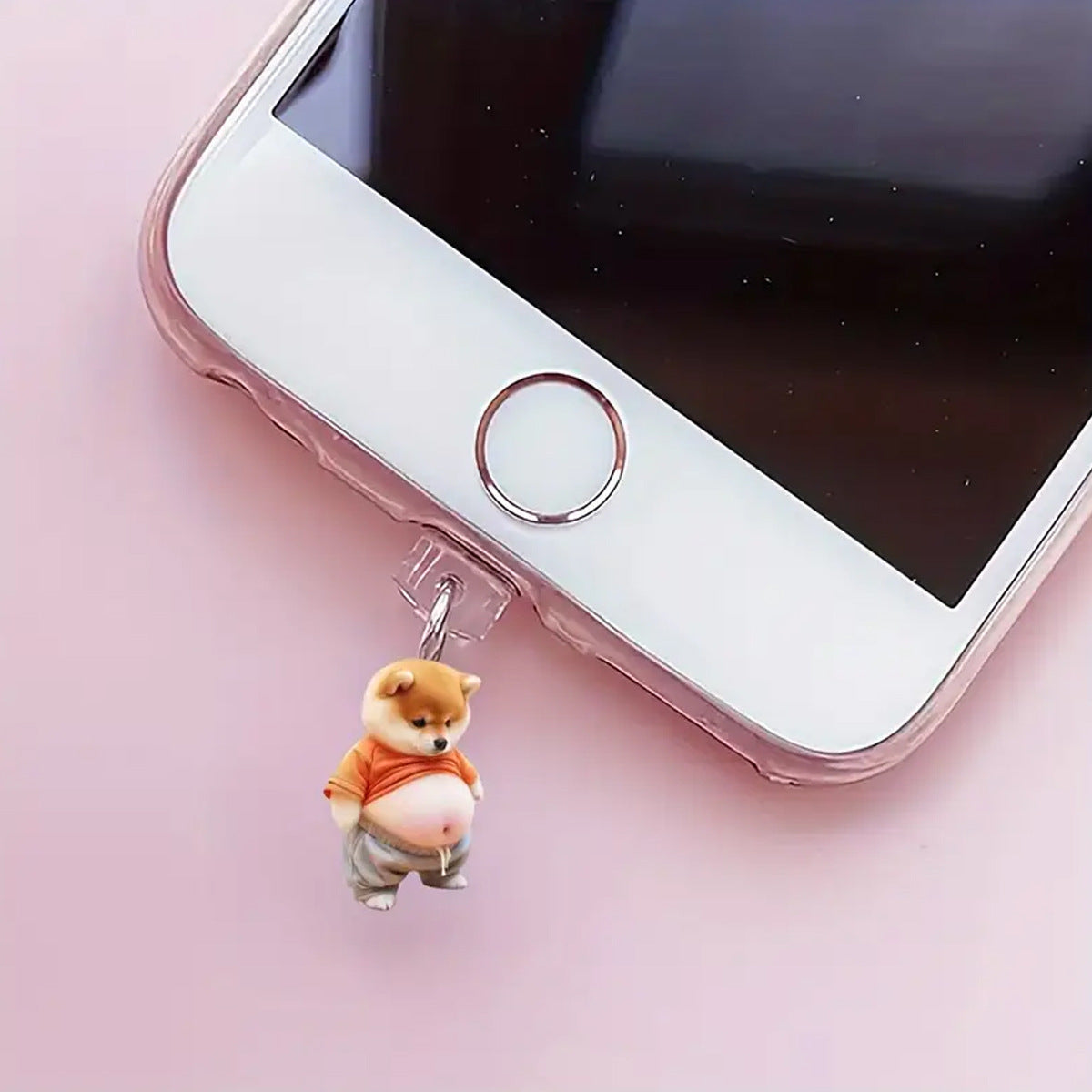 A Acrylic cute dog pendant is suitable for Apple mobile phone Lightning interface and Type-c oval interface.