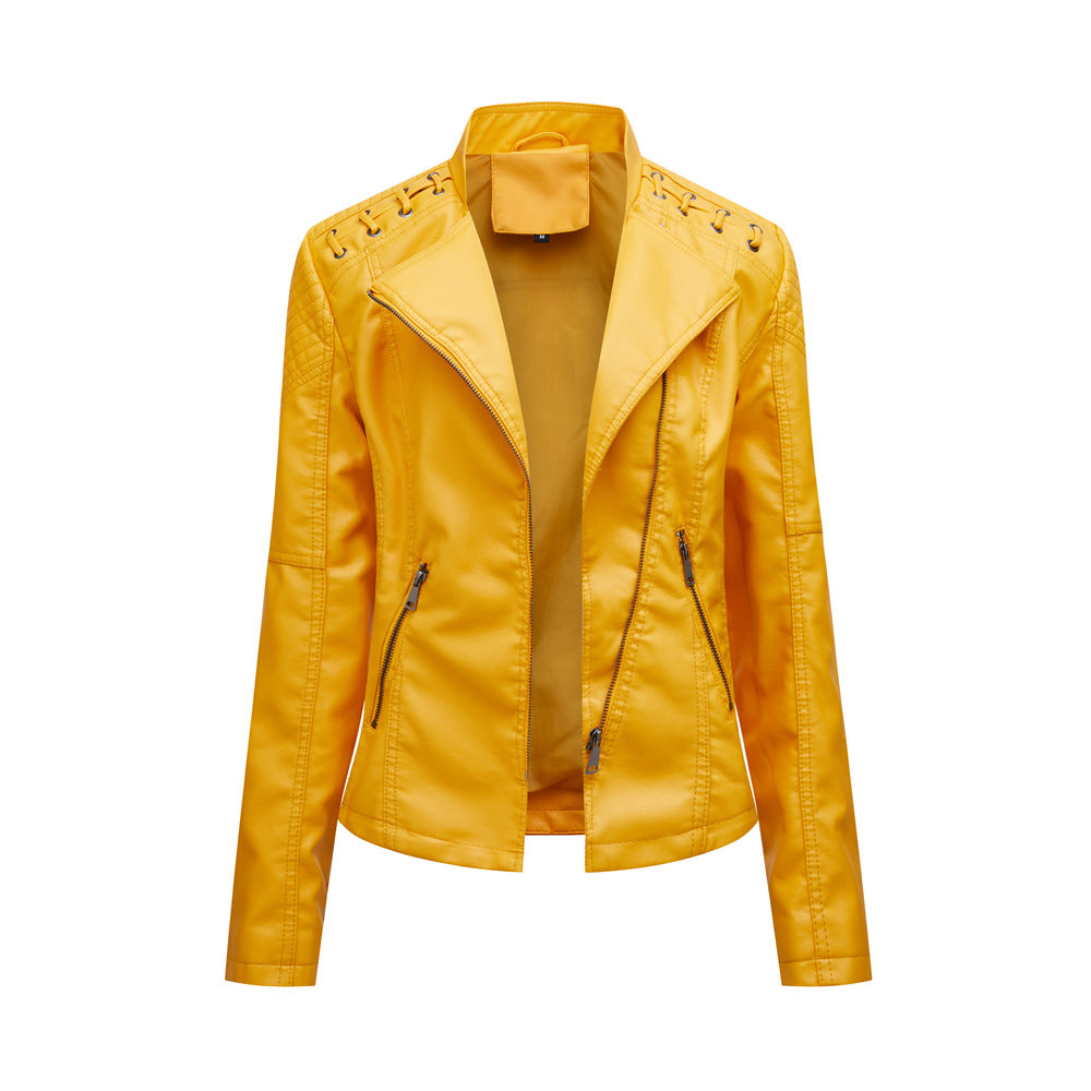 A women's leather jacket