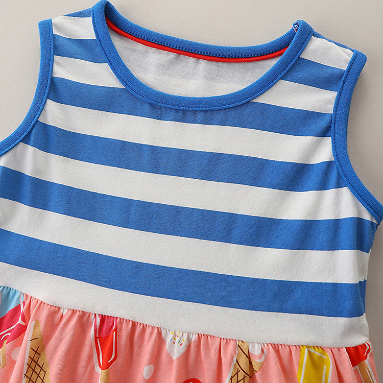 A printed knitted cotton dress for children 100% COTTON - Mixbatch
