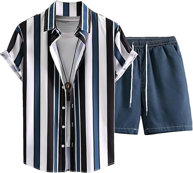A Men's Short Sleeve Shorts Shirt Set