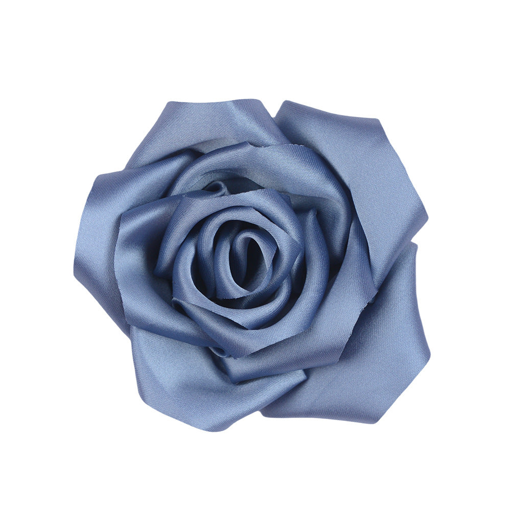 A retro rose bud high-grade satin three-dimensional silk cloth large flower DIY neck flower brooch clothing shoes and hats accessories - Mixbatch
