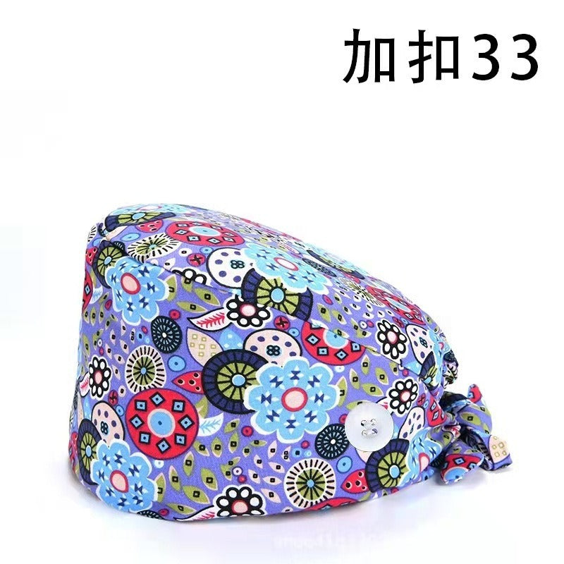 A Cross-border surgical cap Cotton solid color nurse operating room cap Sweat-absorbing and windproof confinement cap Dental dentist cap