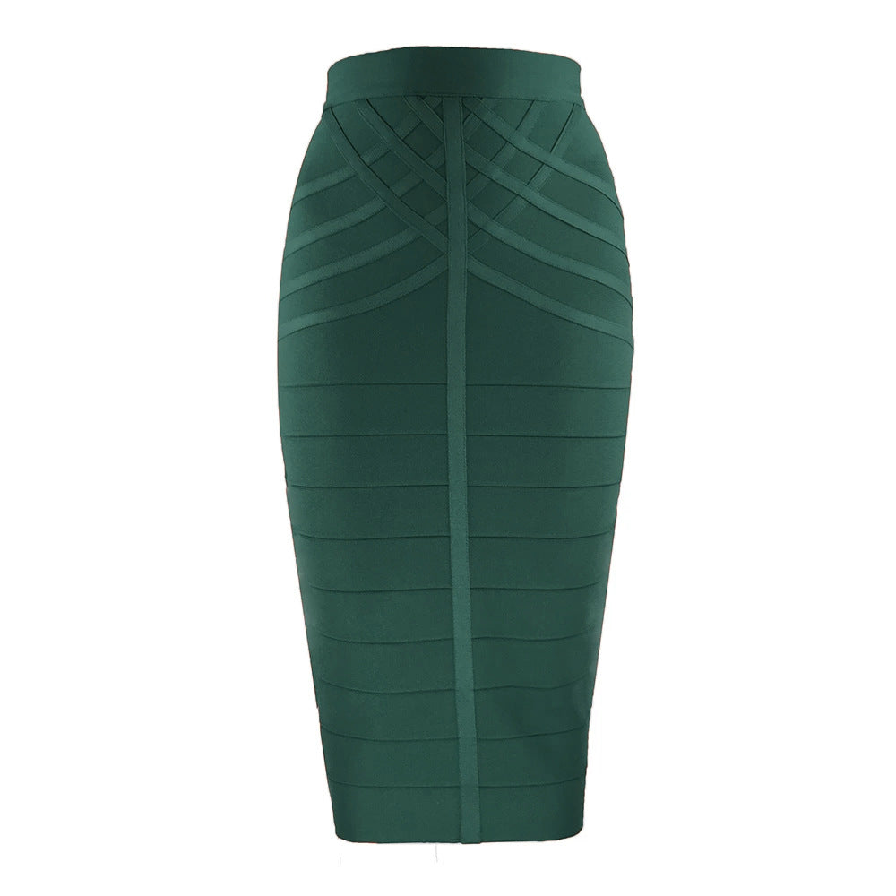 A European and American new model with characteristic stripes, sexy mid-skirt temperament, slim fit, high waist, hip wrap