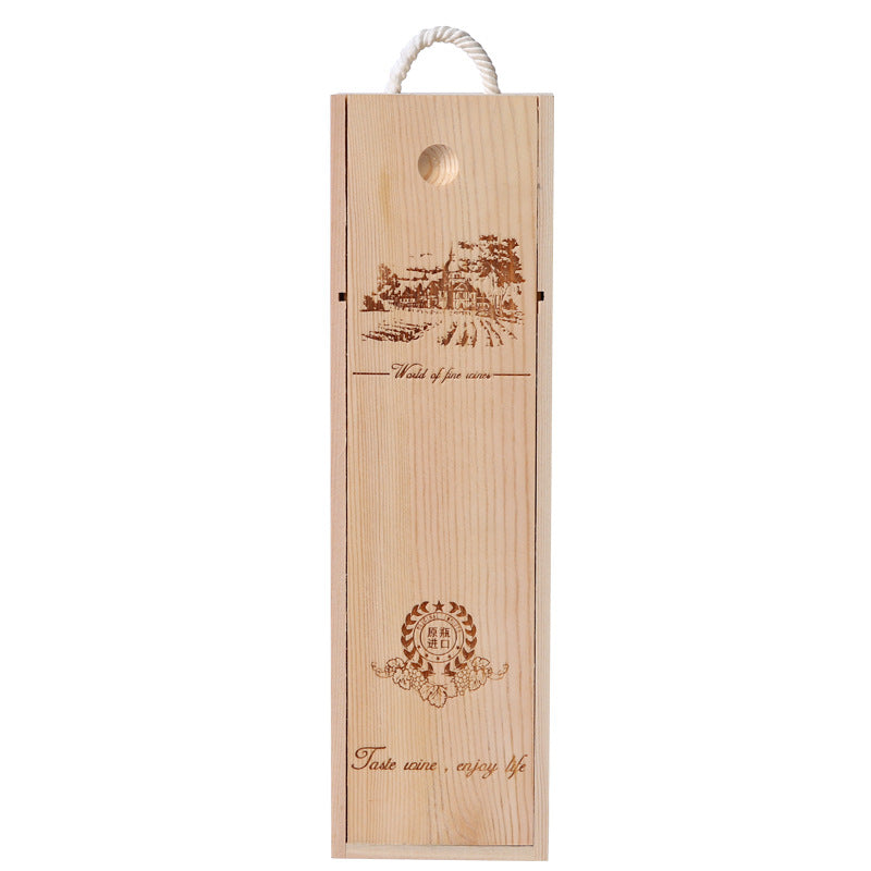 A red wine gift box single wooden box high-end solid wood packaging box wine box paulownia pine