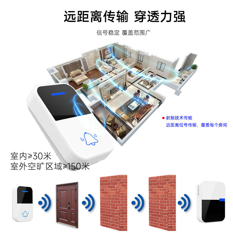 A new self-generating household wireless electronic doorbell four-level large volume waterproof wiring-free one-to-two electronic call