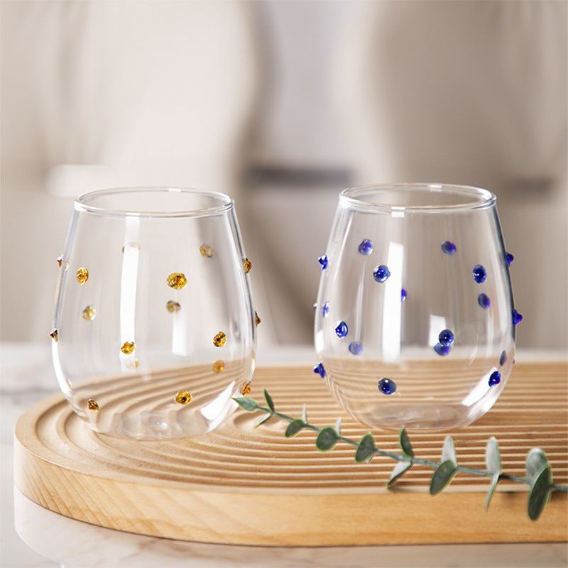 A glass drinking cup