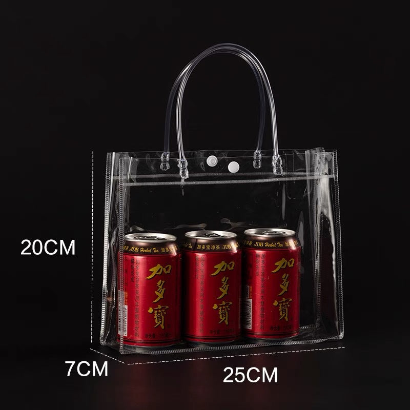 A spot stall pvc plastic tote bag transparent hose thickened red wine packaging bag gift bag