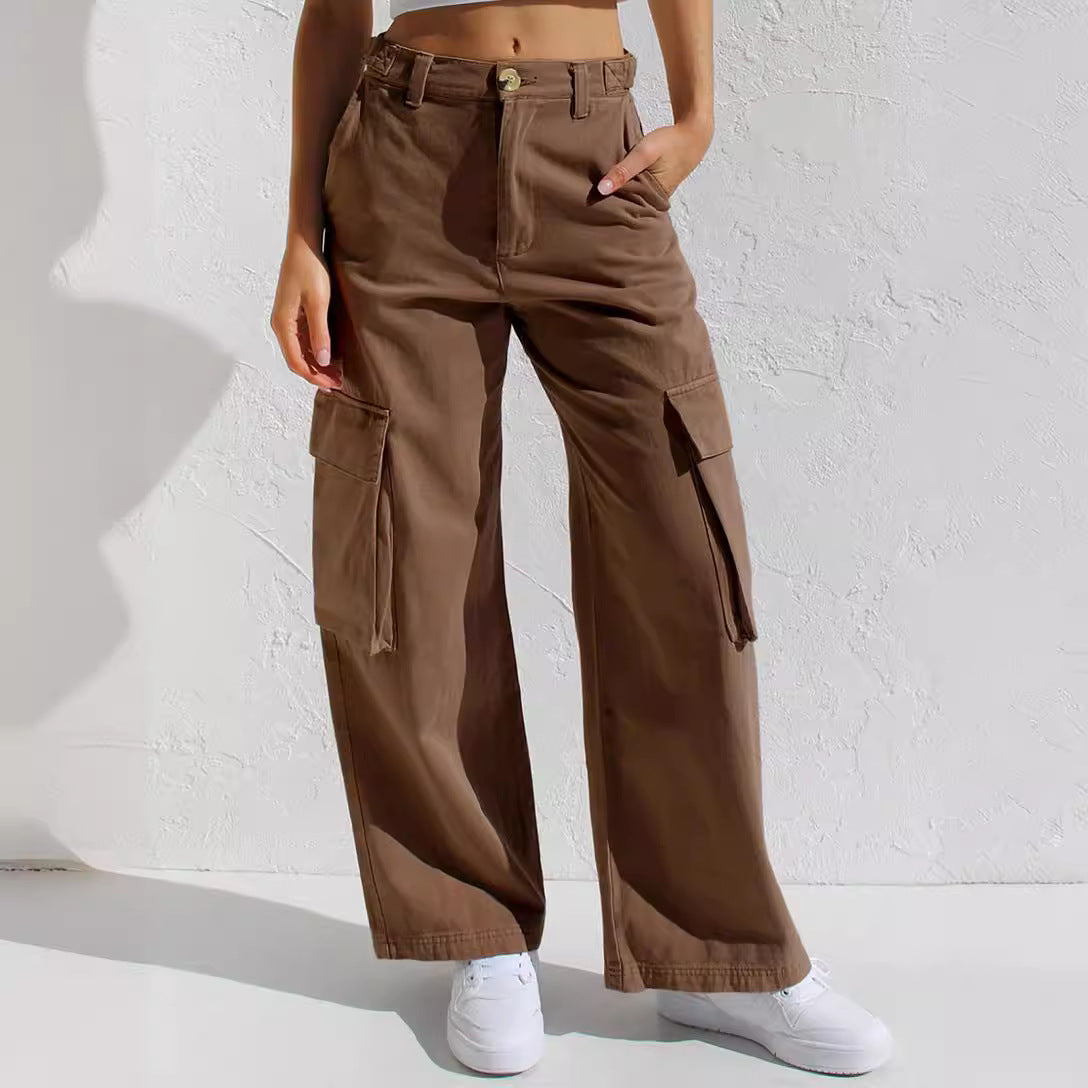 A foreign trade cross-border supply multi-pocket tooling jeans women