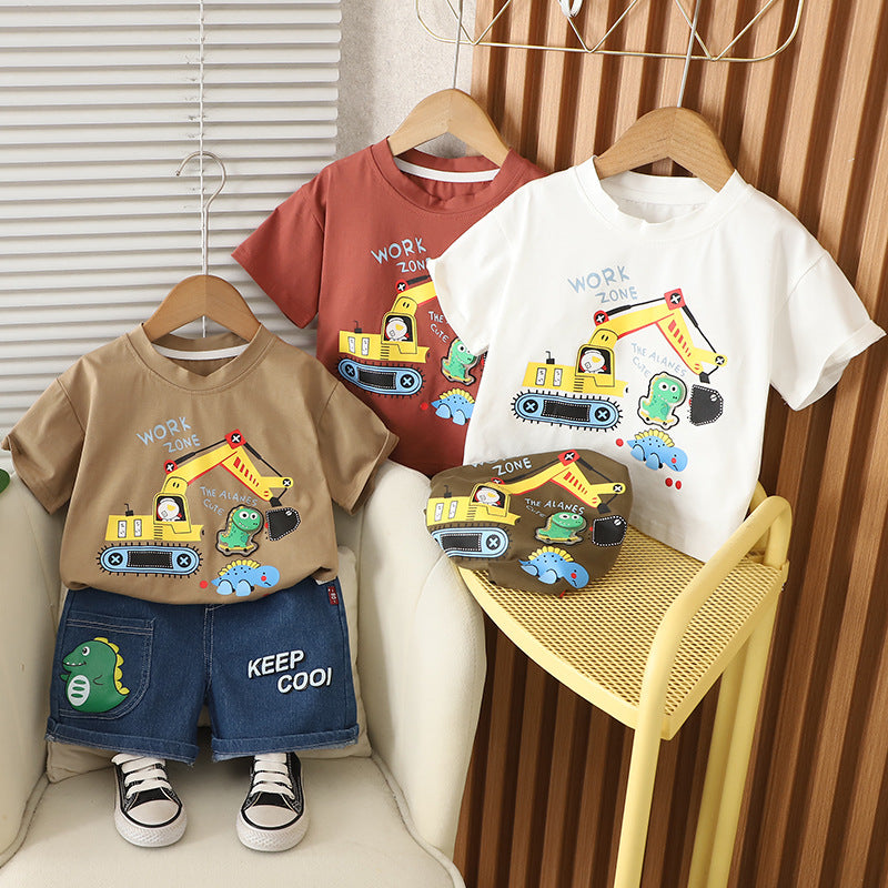 A children's short-sleeved set boys' T-shirt baby summer children's clothing girls' shorts baby clothes summer clothing wholesale