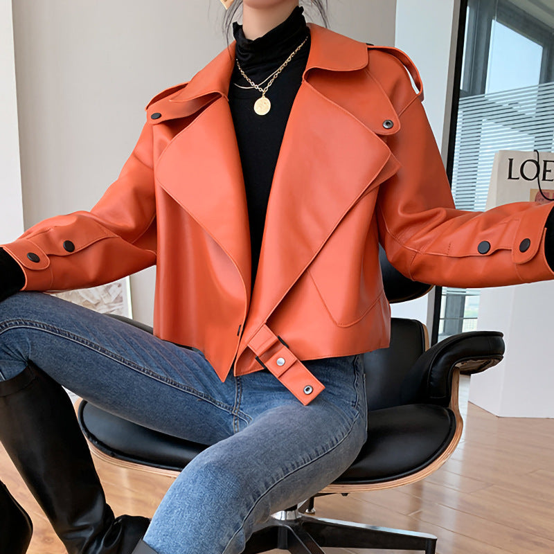 A sheepskin women's leather jacket