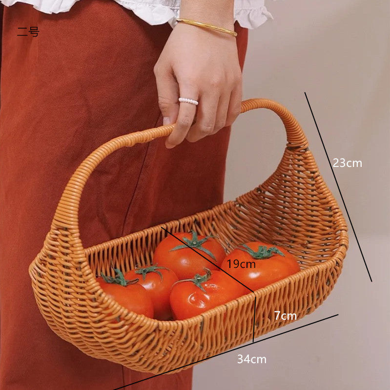 A imitation rattan new oval fruit basket picking basket rattan large portable flower basket gift