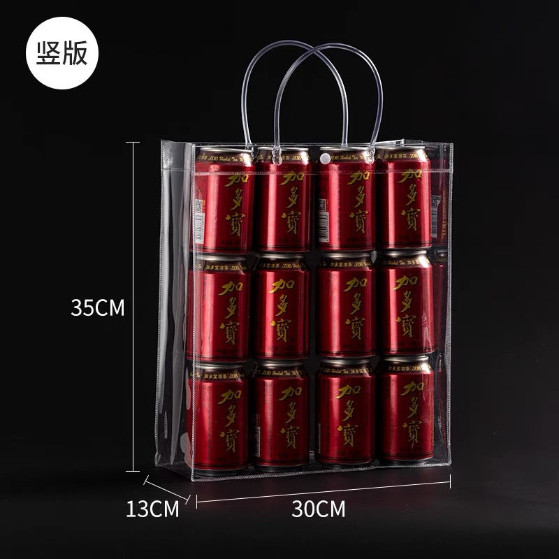 A spot stall pvc plastic tote bag transparent hose thickened red wine packaging bag gift bag