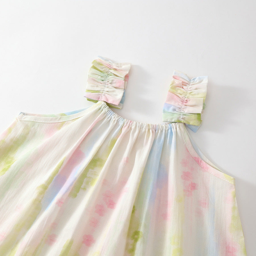 A girls summer cotton suspender skirt - Mixbatch