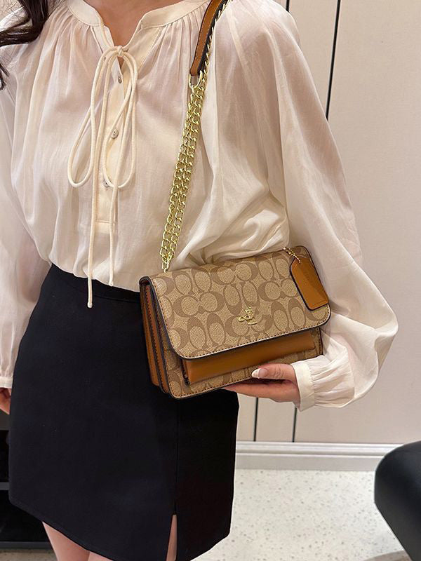 A Portable printing light luxury high-end single shoulder retro diagonal cross-border foreign style versatile letter cross-border - Mixbatch