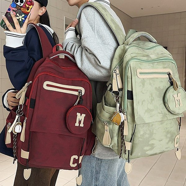 A Korean version ins new high-value solid color alphabet backpack couple casual simple lightweight large-capacity backpack
