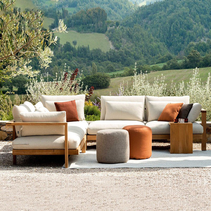 A Nordic outdoor sofa combination teak villa courtyard garden furniture B & B wind outdoor terrace solid wood small coffee table - Mixbatch
