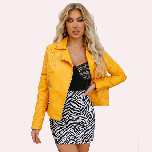 A women's leather jacket