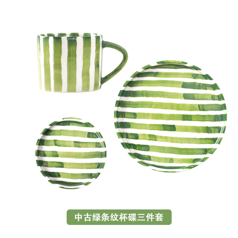 A Nordic hand-painted retro coffee cup and saucer set