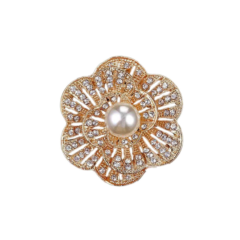 A Cross-border hot-selling Korean version of pearl brooch, high-end diamond-encrusted flower pin, anti-light brooch clothing accessories - Mixbatch