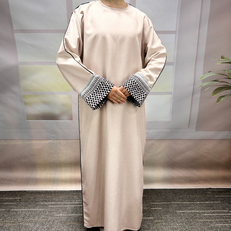 New Middle Eastern Muslim Clothing Fashion Elegant Embroidered Zipper Dress Burqa - Mixbatch