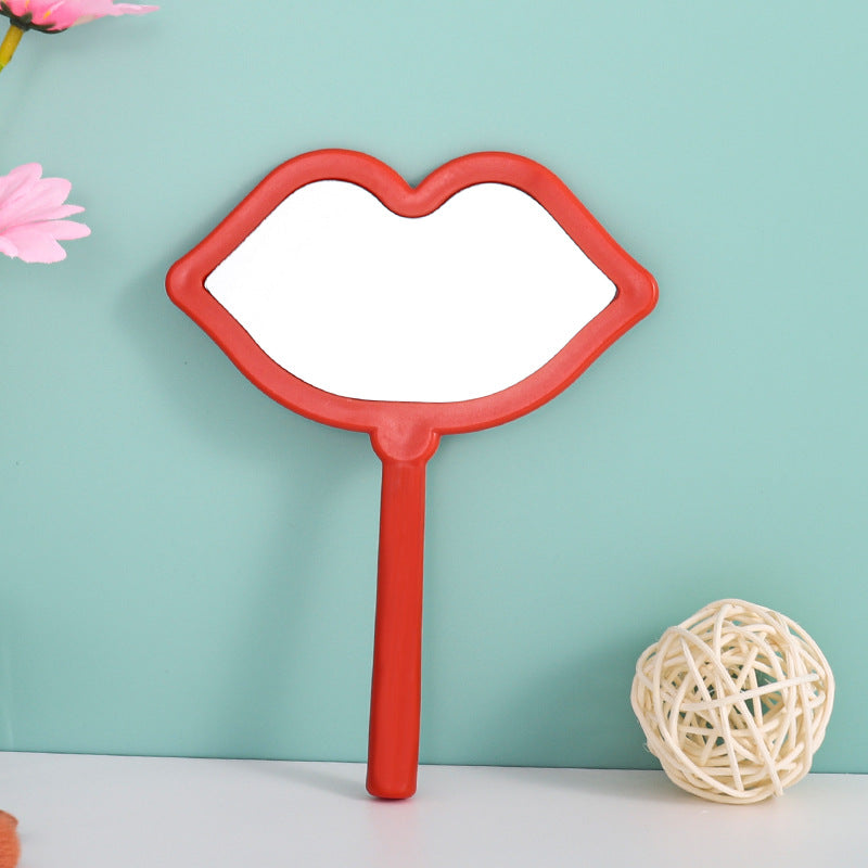 A new lip handheld makeup mirror can be printed LOGO handle mirror high definition portable makeup mirror DIY mini mirror - Mixbatch
