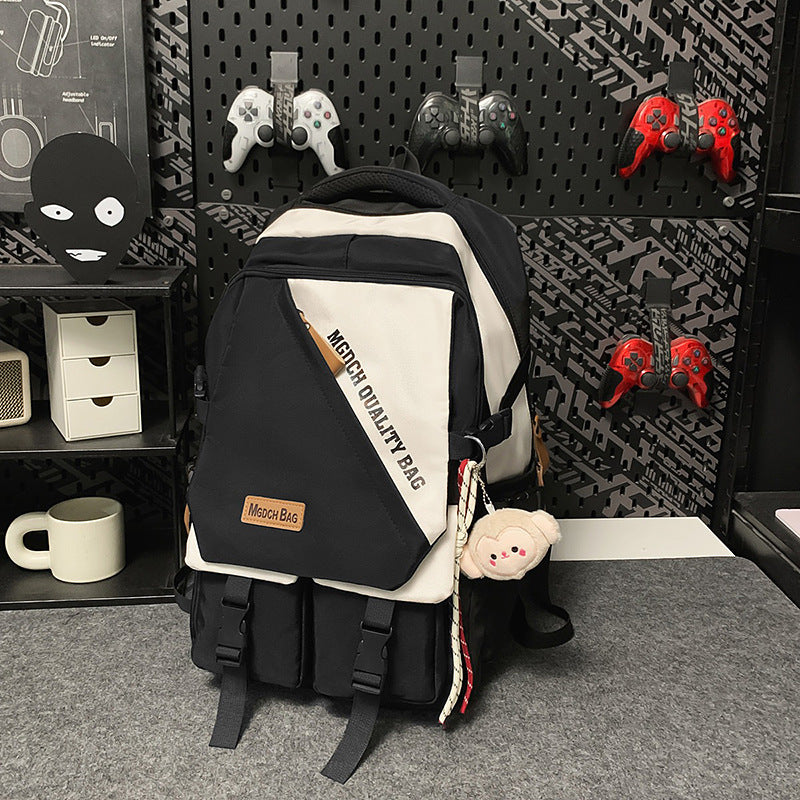 A Korean version ins new high-value trendy and cool contrasting backpack, couple light travel travel large-capacity backpack