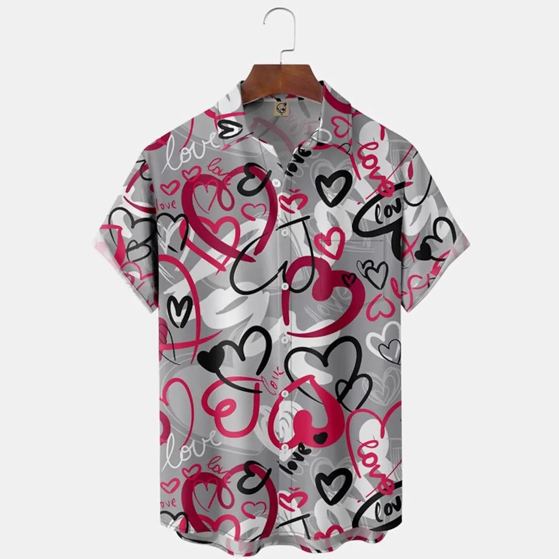 A love pattern short sleeve shirt