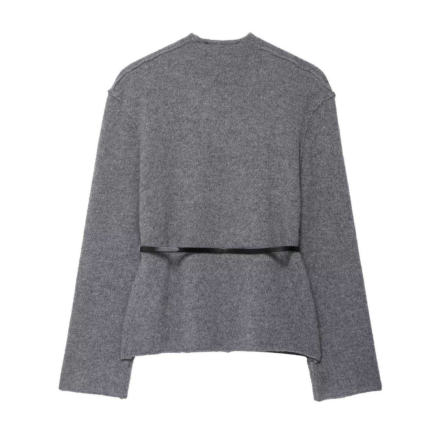 A knitted cardigan sweater jacket