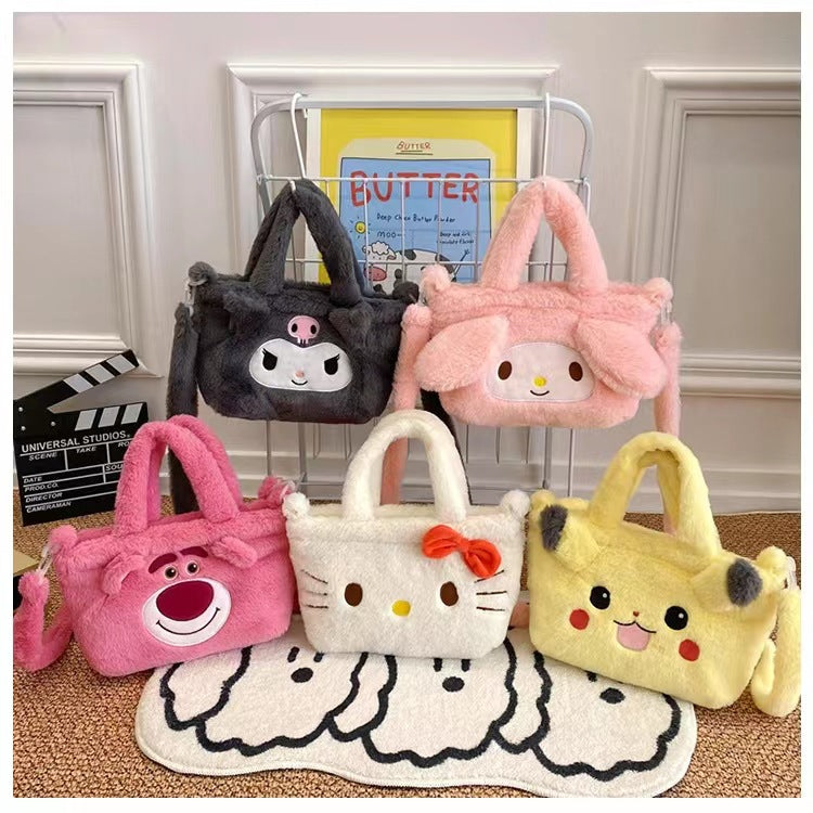 A new plush toy handbag shoulder oblique span bag cartoon bag girl foreign versatile