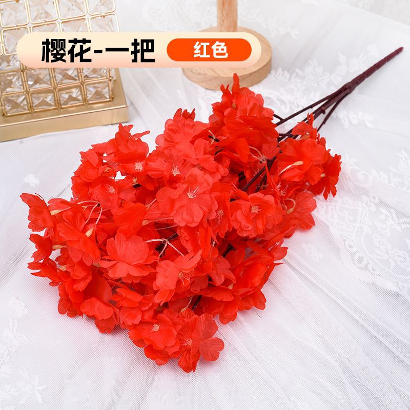 A Simulation Cherry Blossom Branch Cherry Blossom Tree Plastic Peach Blossom Arrangement Wedding Ceiling Decoration Indoor Home Tabletop Ornament