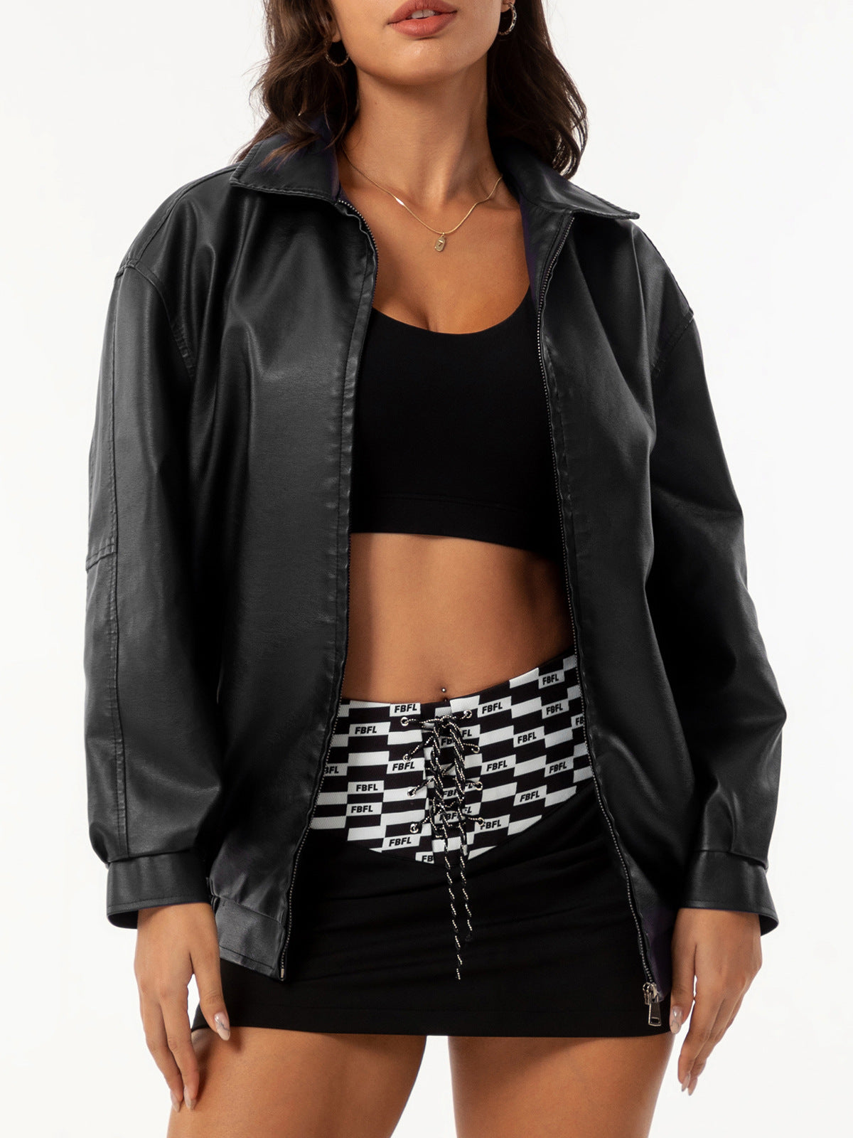 A women's leather jacket