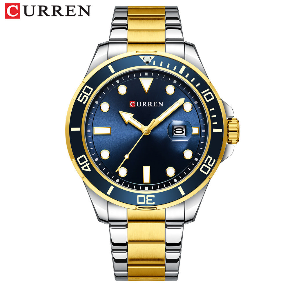 A Curren/Carrion 8388 Men's Watch, Waterproof Quartz Steel Strap Watch, Calendar Quartz watches
