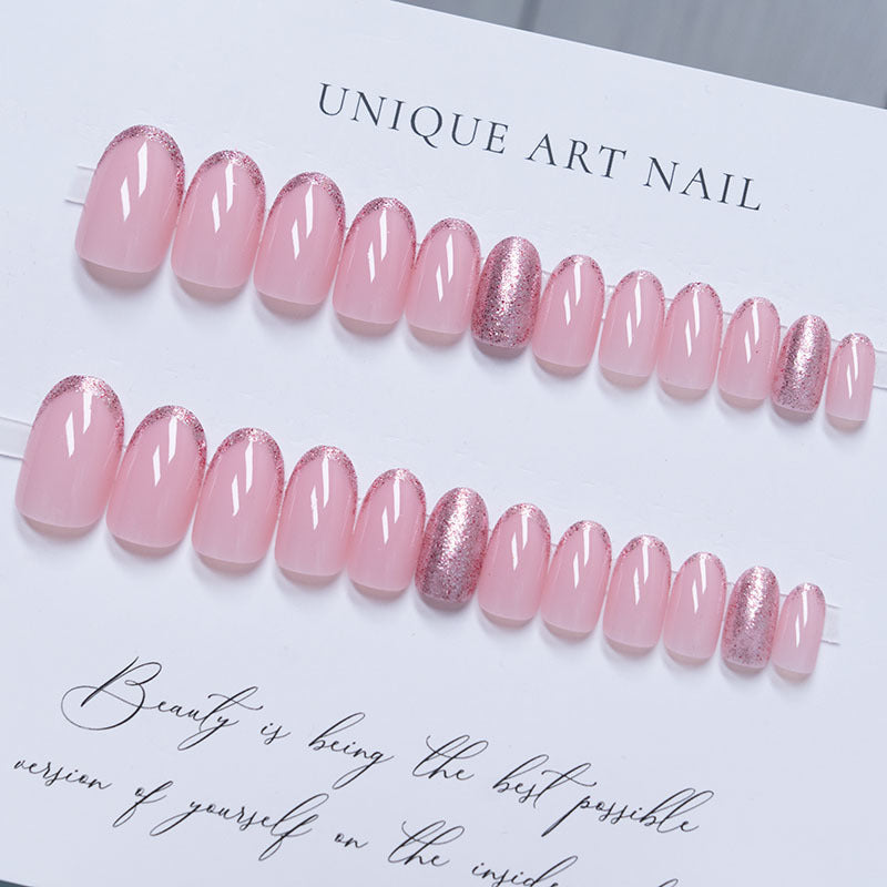 A short round head red pink French fairy wearing manicure nail piece removable nails white finished product wholesale - Mixbatch