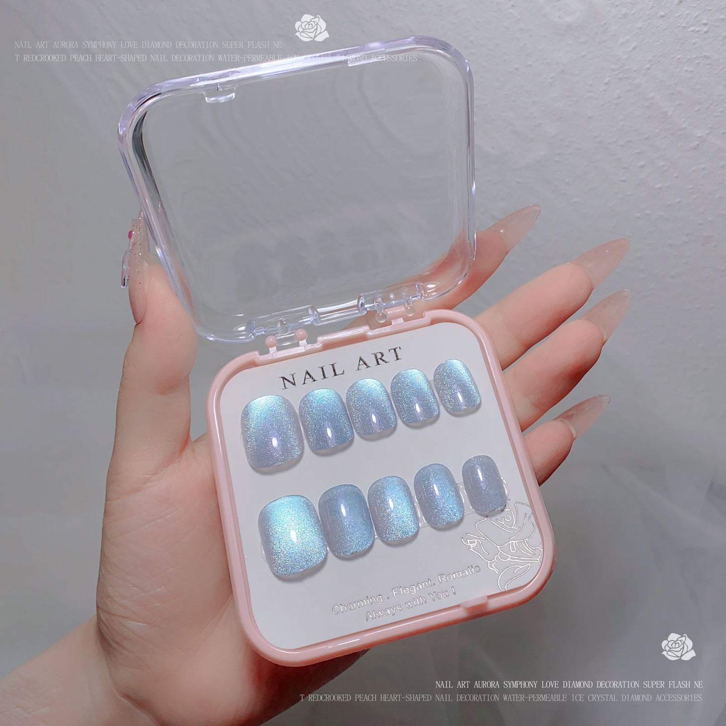 A new nail art wear nail spar cat eye flash diamond nail patch wear nail handmade nail art fake nail wholesale - Mixbatch