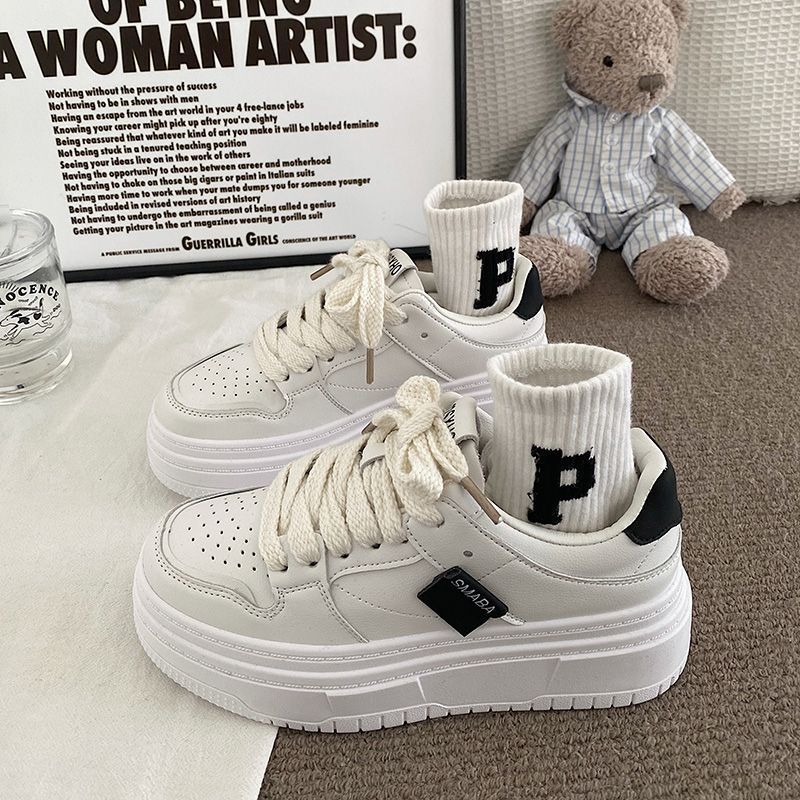 Little White Shoes Women's New Spring Versatile Thick Sole Simple Casual Shoes, Unique Original Design, Board Shoes for Women 0.6kg - Mixbatch
