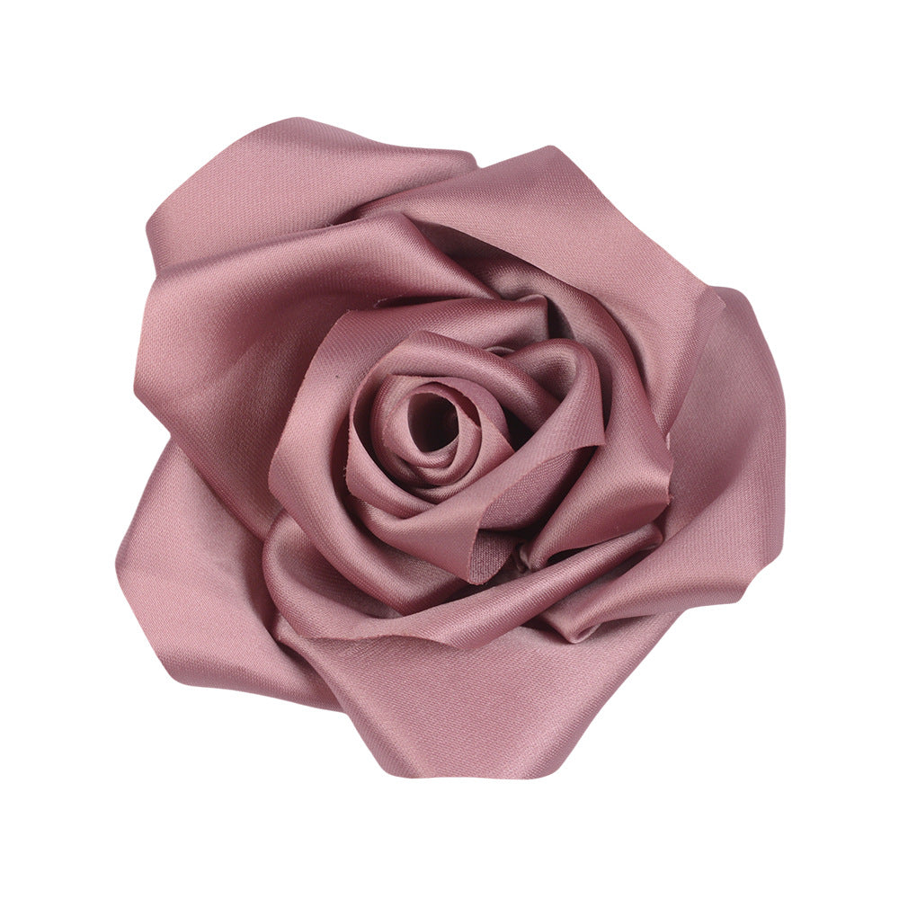 A retro rose bud high-grade satin three-dimensional silk cloth large flower DIY neck flower brooch clothing shoes and hats accessories - Mixbatch