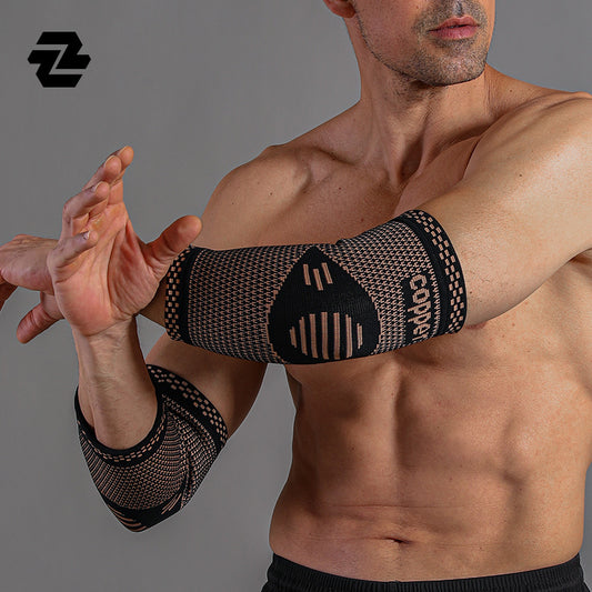 A Copper ion sports elbow pads knitted pressurized elastic breathable men's and women's arm pads for riding Copper elbow pads outdoor protective gear